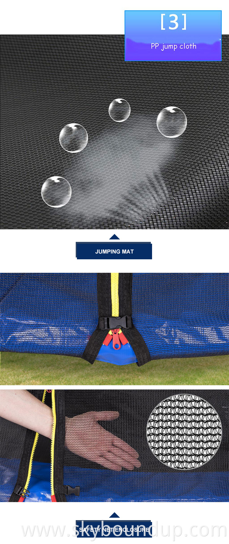 Outdoor 10/12/14/16FT Round Safety Net Trampoline for Kids Gymnastic Fitness Trampoline Park with Enclosures